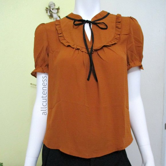 Tops - Pussycat Bow Short Sleeve Top